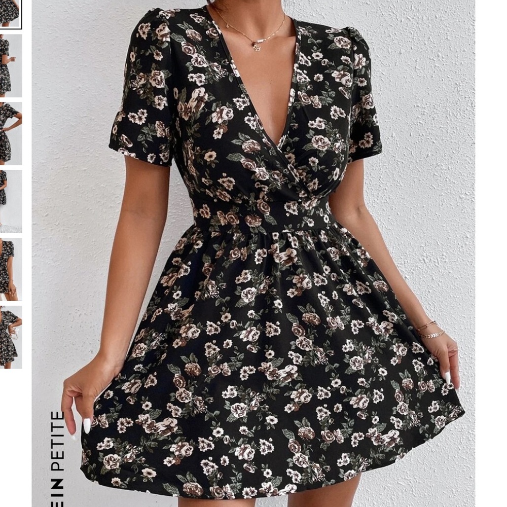 Floral Faux Wrap Dress Shein Petite